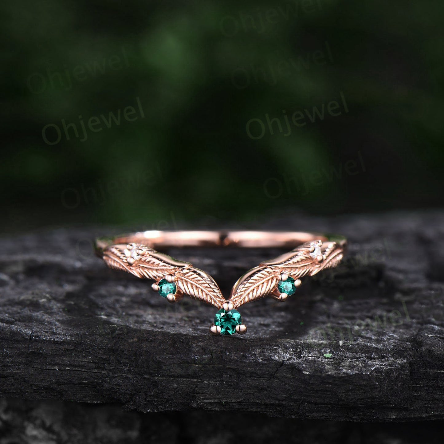 Vintage oval green moss agate engagement ring set rose gold marquise cut ring branch leaf diamond bridal anniversary ring set women gift