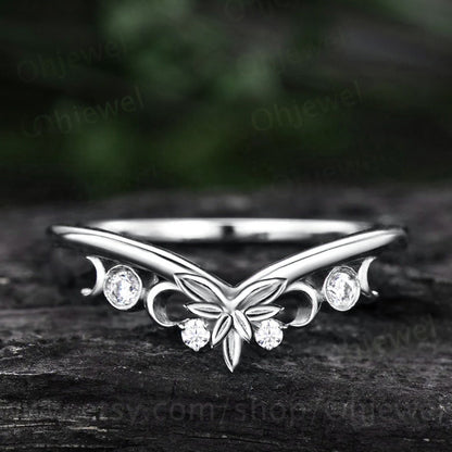 Unique Alexandrite wedding band solid 14k rose gold vintage dainty leaf wedding ring band women Celtic Knot Norse Viking ring Jewelry gift