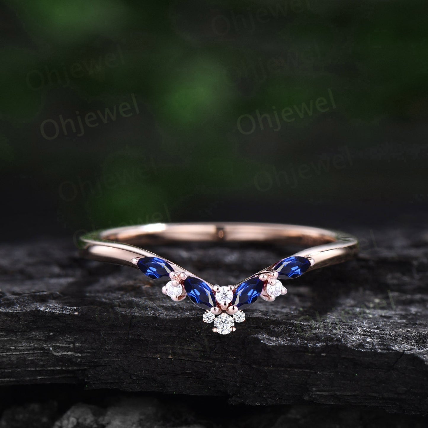 Vintage oval blue star sapphire ring 14k rose gold marquise cut sapphire ring cluster moissanite ring engagement ring set Women for Gifts