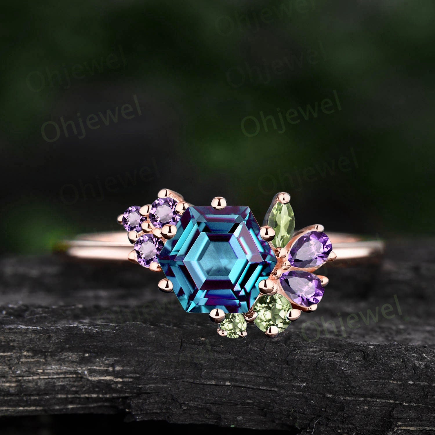 Alexandrite and peridot ring sale