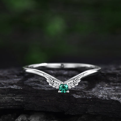 Oval cut green Tourmaline ring vintage moon star unique engagement ring rose gold three stone bat wing emerald ring wedding ring set women