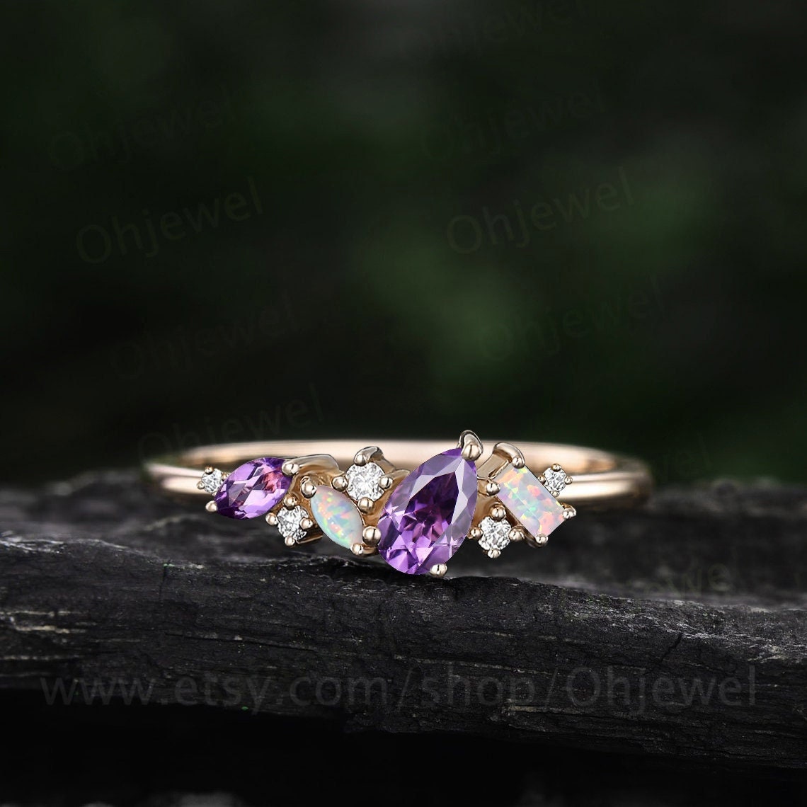 Amethyst ring 2024 gold band