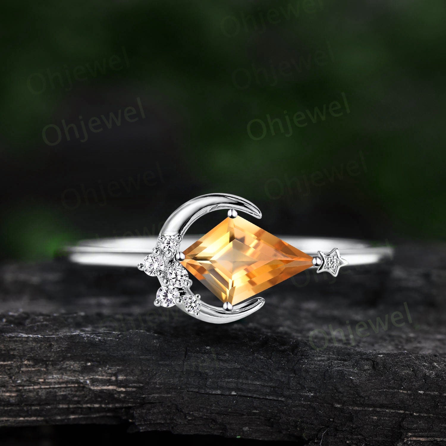 Citrine Ring, Natural Citrine, Engagement Ring, Yellow Ring, Princess Cut Ring, discount Vintage Ring, November Birthstone, 925 Silver Ring, Citrine