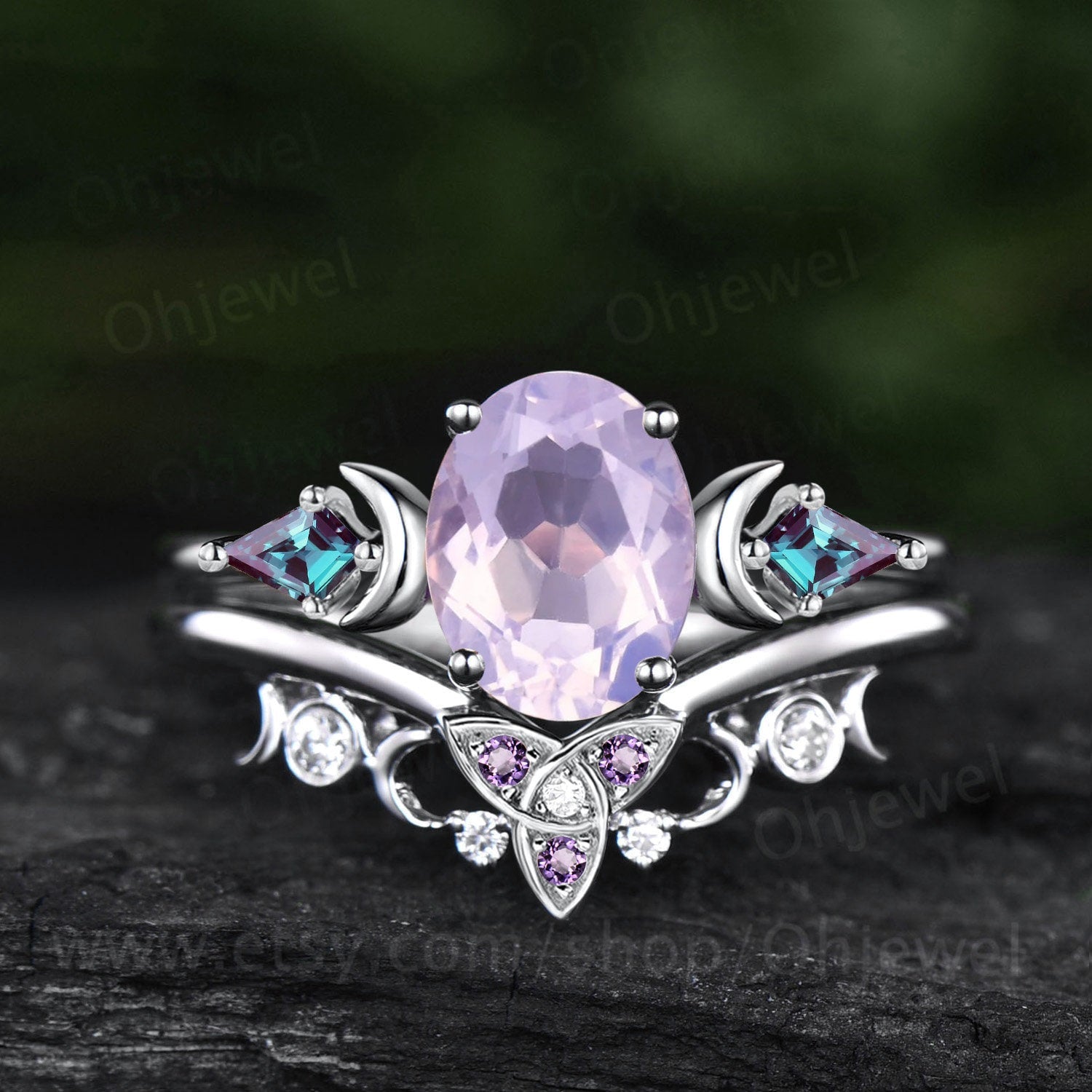 Moon of My Life Amethyst Engagement Ring Set Marquise hotsell Cut Amethyst Art Deco Floral Bridal Ring Set Antique Amethyst 2Pce Wedding Ring Set