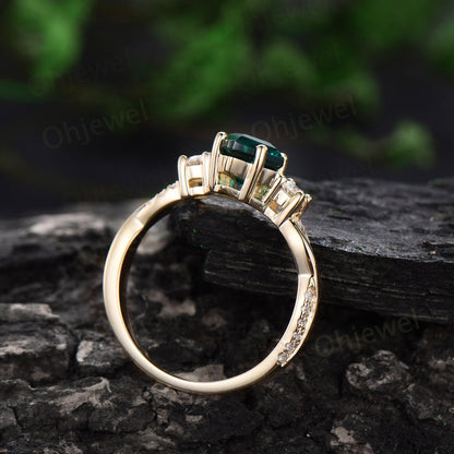 Vintage kite cut moissanite engagement ring solid 14k yellow gold art deco eternity twisted diamond anniversary promise ring women gift